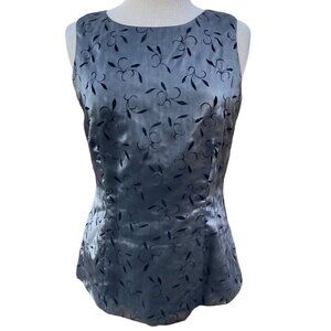 YL by YAIR Tunic Tank Top Size 8 Black Burnout Formal BATEAU Zipper Vintage NOS